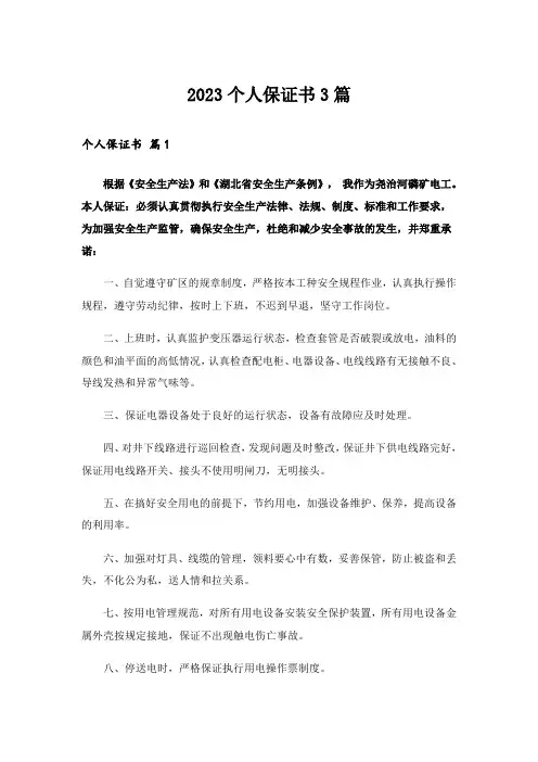 2023个人保证书3篇_2
