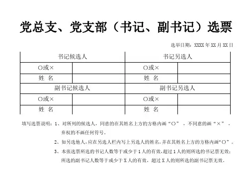 党支部书记、副书记合并选票