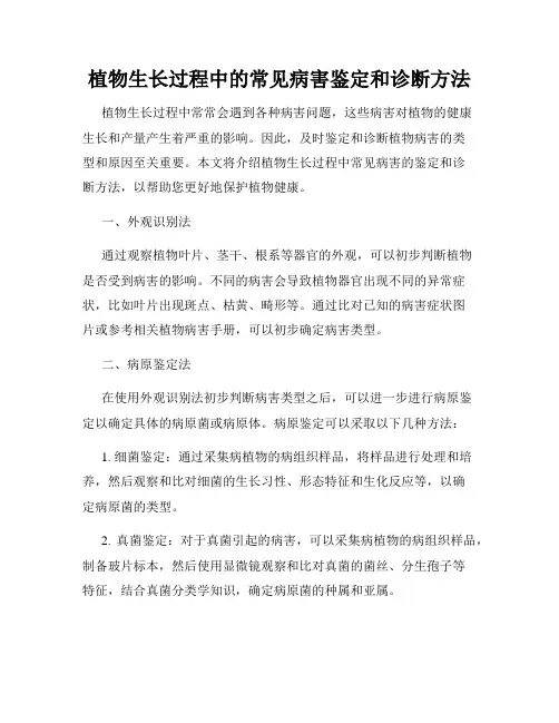 植物生长过程中的常见病害鉴定和诊断方法