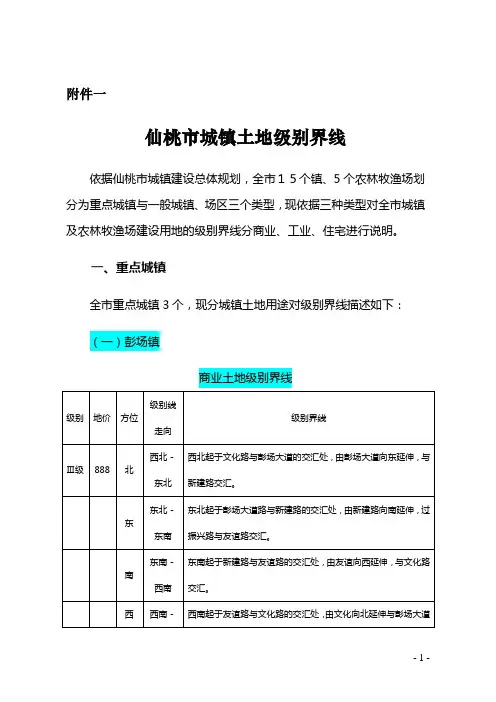 仙桃市城镇土地级别界线