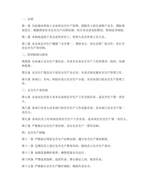 木材安全生产责任制度范本