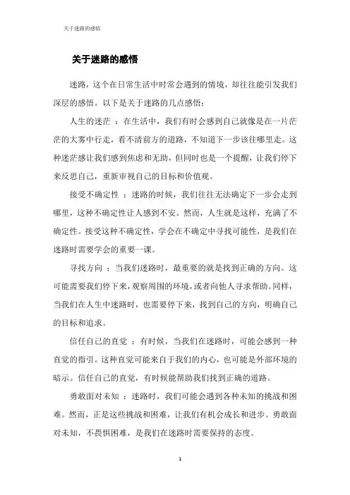 关于迷路的感悟