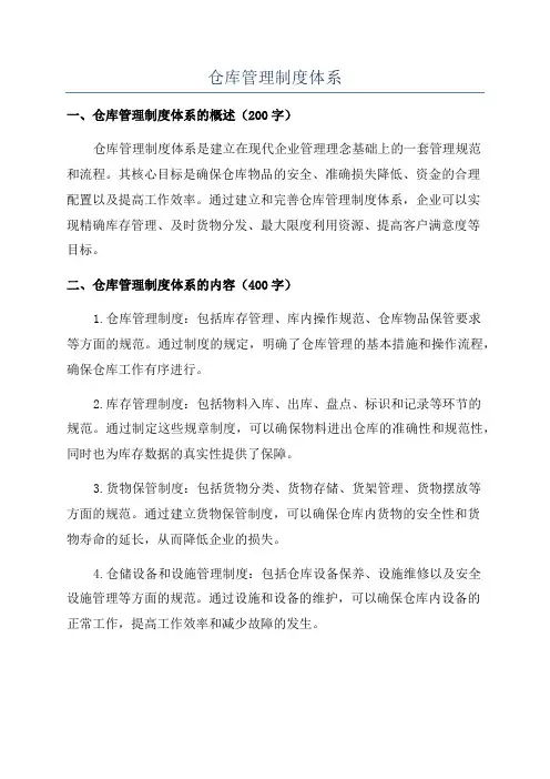 仓库管理制度体系