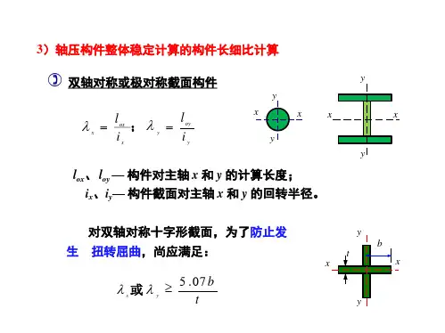 B92-轴压构件整体稳定计算的构件长细比计算