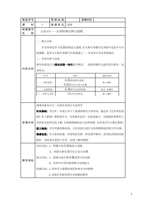 头部形体比例与透视