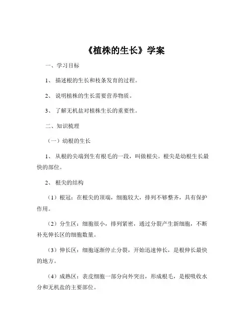 《植株的生长》学案