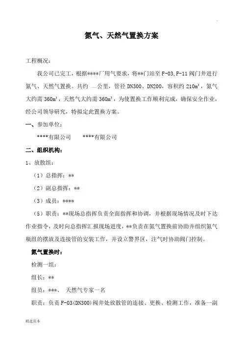 氮气天然气置换方案
