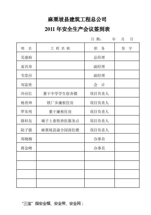 会议签到表