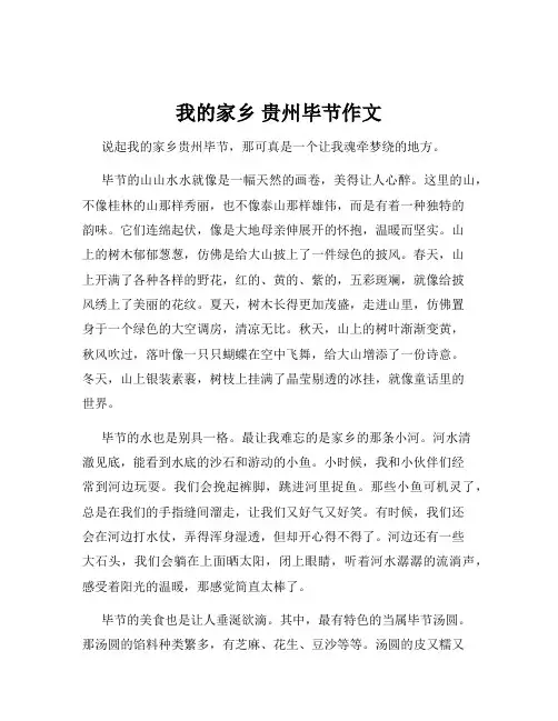 我的家乡 贵州毕节作文