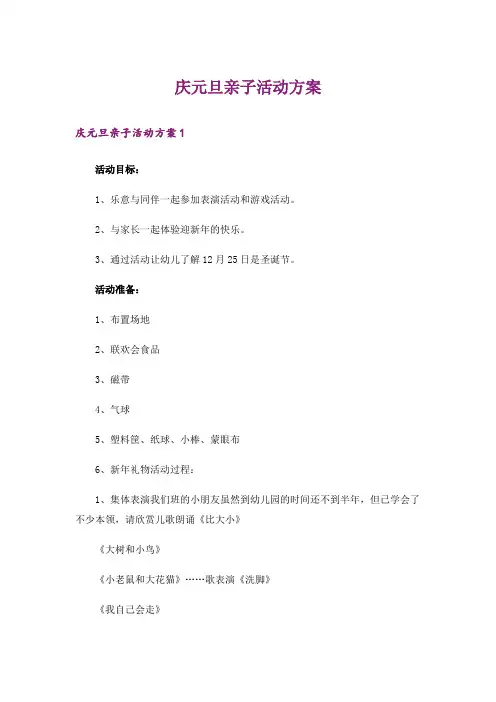 庆元旦亲子活动方案