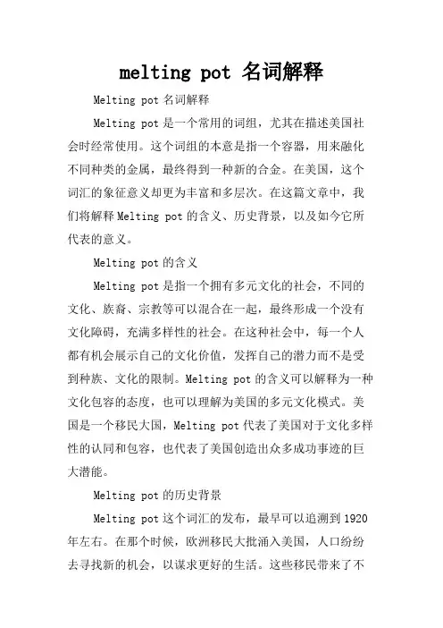melting pot 名词解释