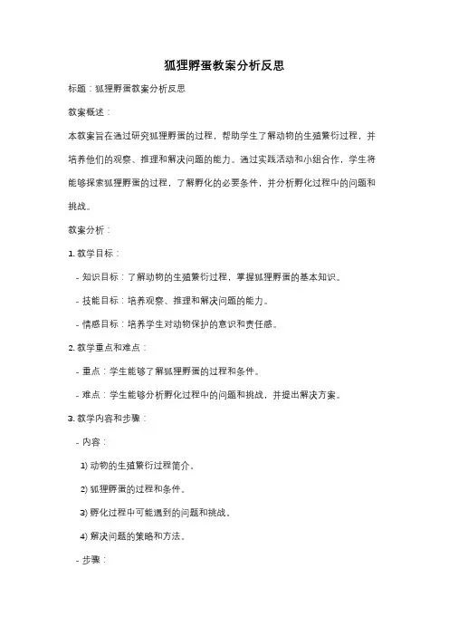 狐狸孵蛋教案分析反思