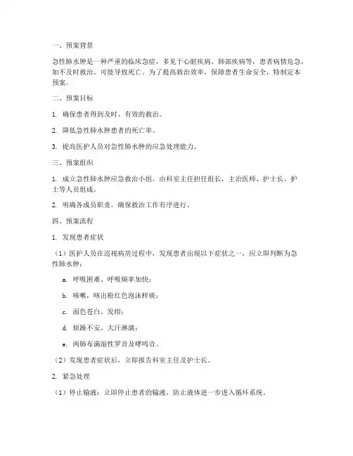 急性肺水肿患者的紧急预案及流程