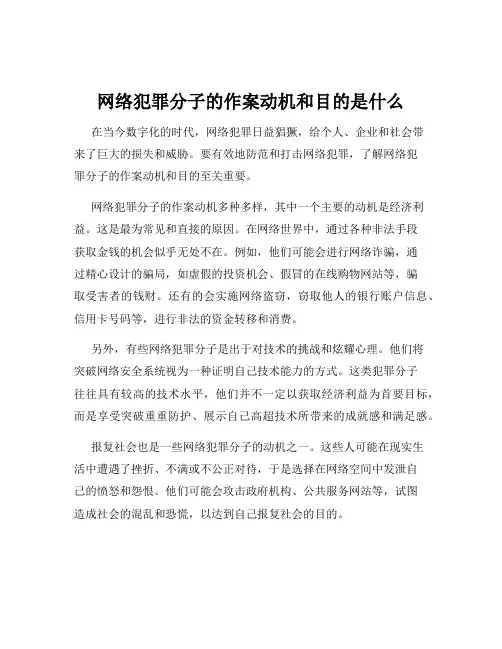 网络犯罪分子的作案动机和目的是什么
