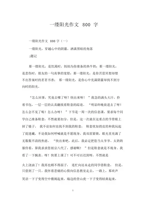 一缕阳光作文800字