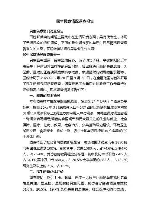 民生民意情况调查报告