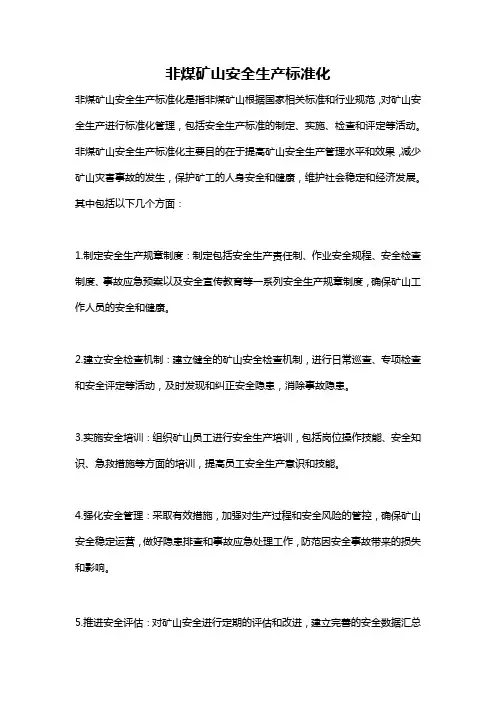 非煤矿山安全生产标准化
