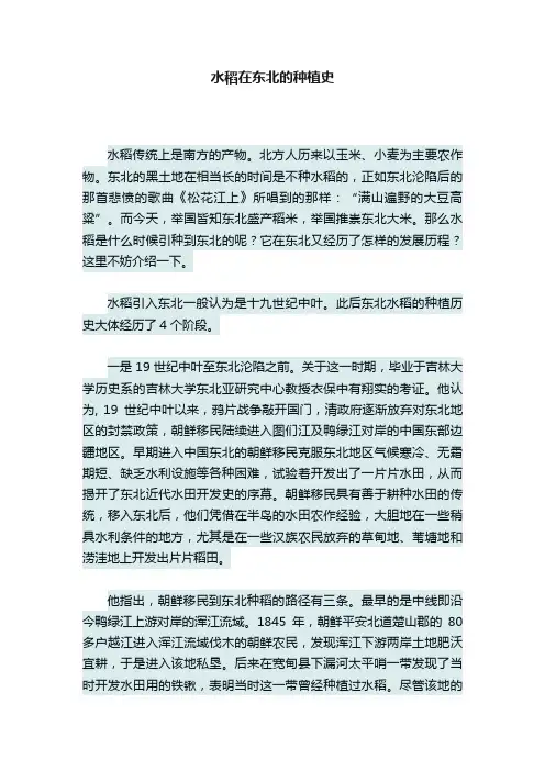 水稻在东北的种植史