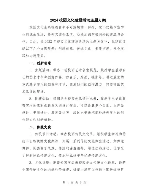 2024校园文化建设活动主题方案