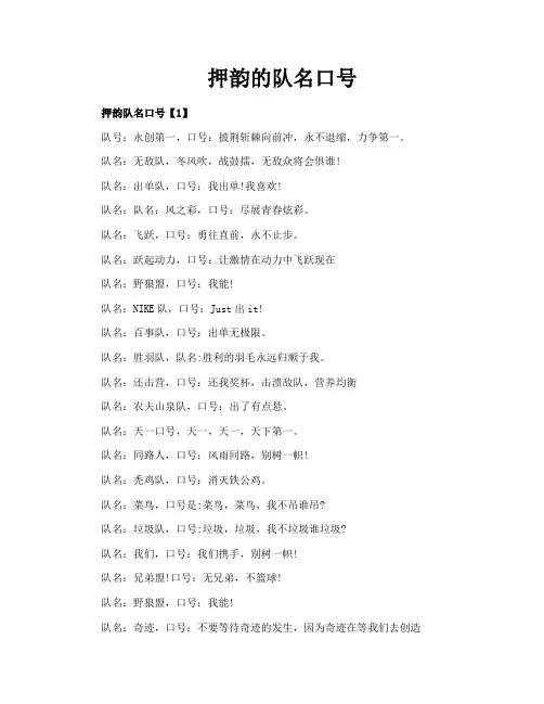 押韵的队名口号