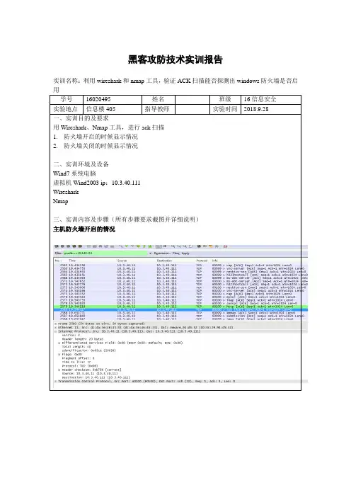 黑客攻防技术实训报告1