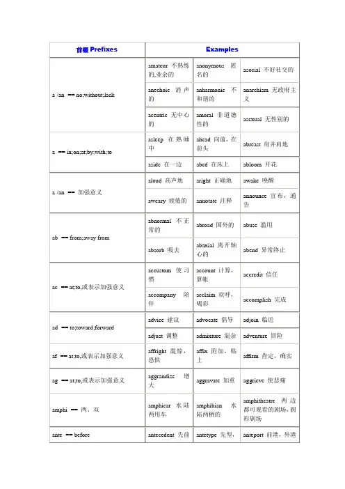 最新版--英文中的前后缀分析解析