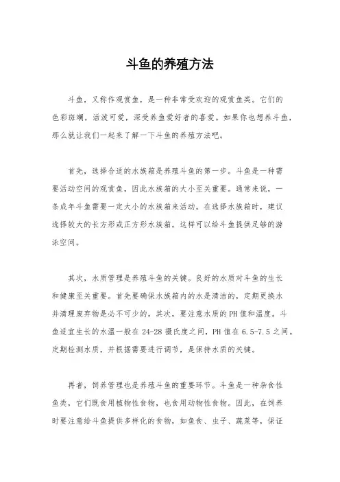 斗鱼的养殖方法