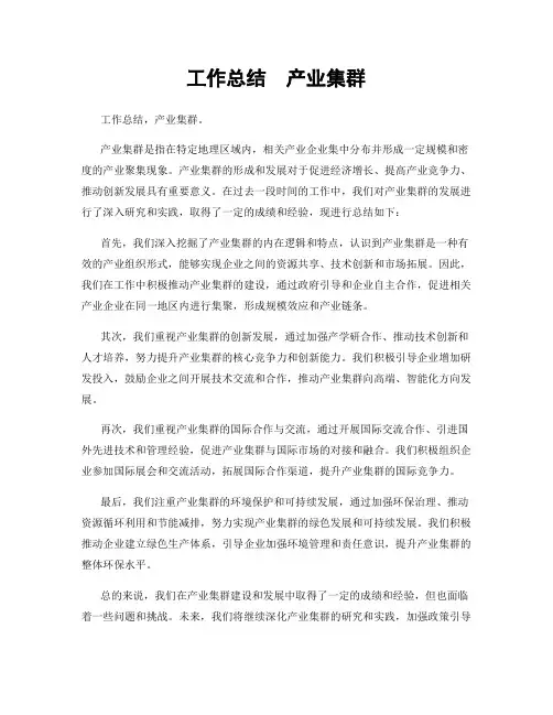 工作总结  产业集群