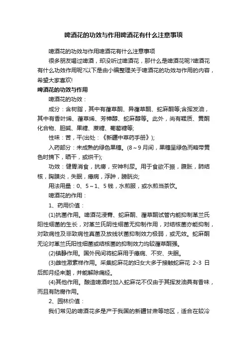 啤酒花的功效与作用啤酒花有什么注意事项