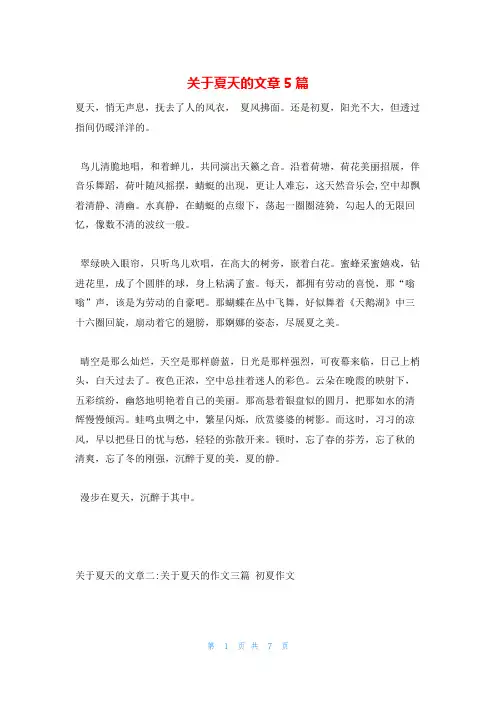 关于夏天的文章5篇