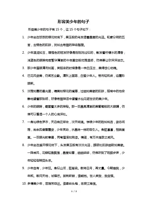 形容美少年的句子