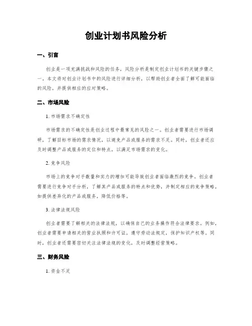 创业计划书风险分析