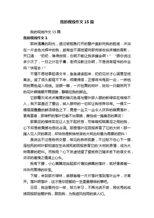 我的视线作文15篇