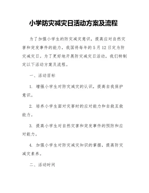 小学防灾减灾日活动方案及流程