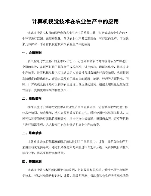 计算机视觉技术在农业生产中的应用