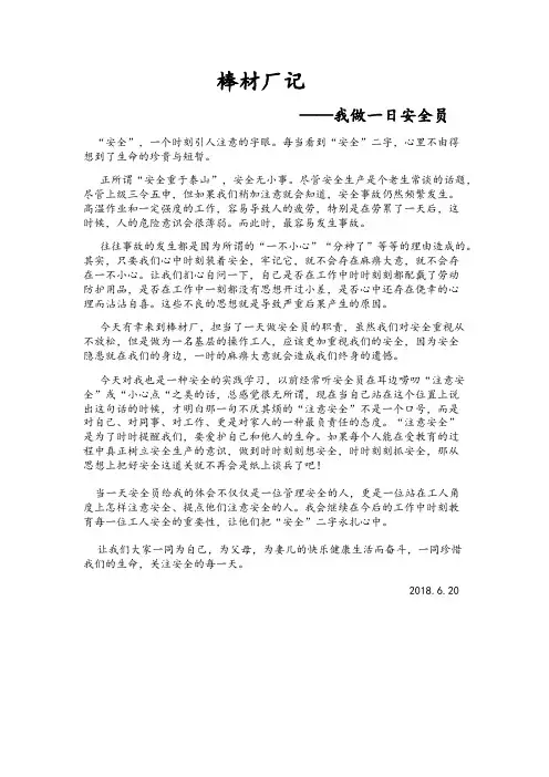 我当一天安全员