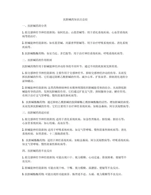 抗胆碱药知识点总结