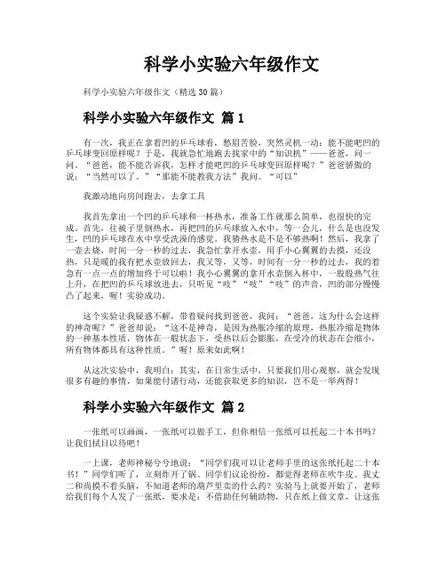科学小实验六年级作文