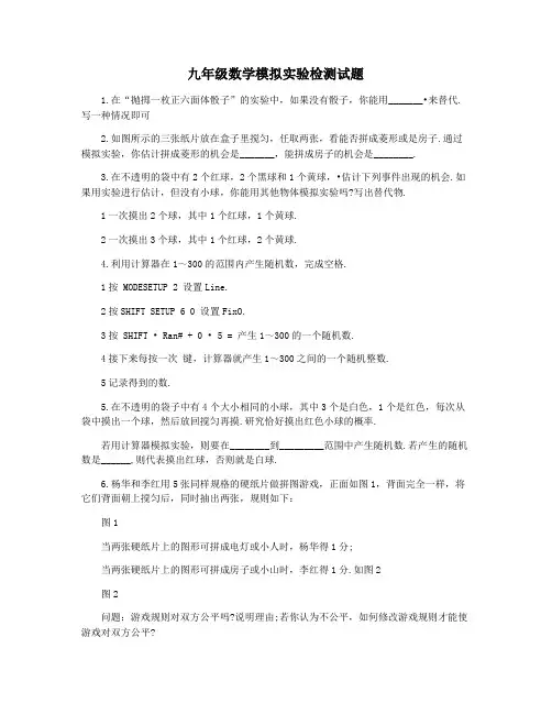 九年级数学模拟实验检测试题