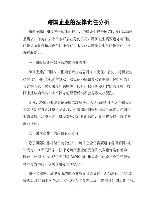 跨国企业的法律责任分析