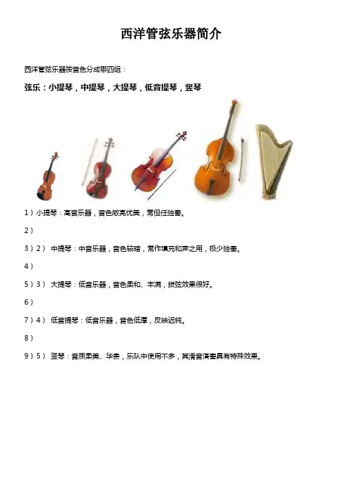 西洋管弦乐器介绍