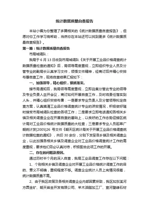 统计数据质量自查报告