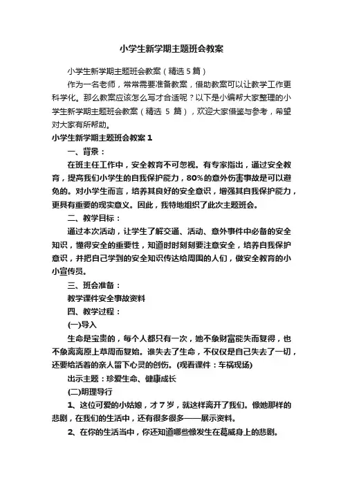 小学生新学期主题班会教案