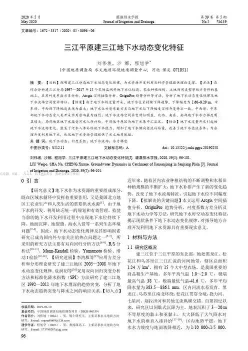 三江平原建三江地下水动态变化特征