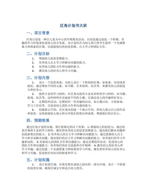 区角计划书大班