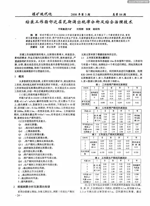 综采工作面邻近层瓦斯涌出规律分析及综合治理技术