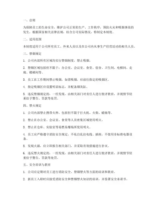 禁烟_禁火安全管理制度