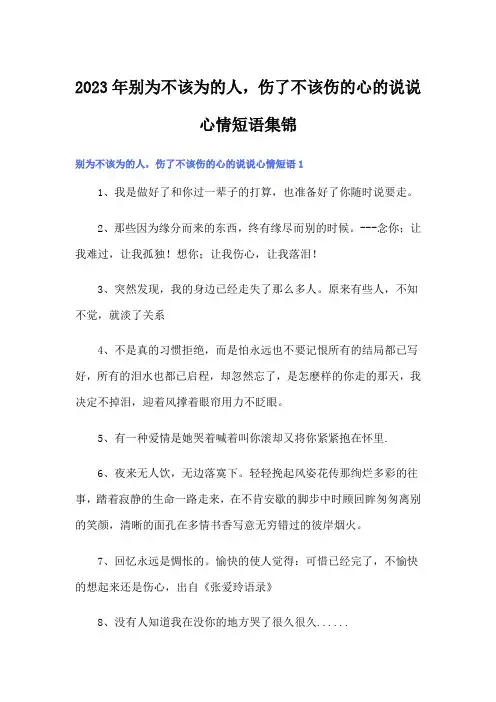 2023年别为不该为的人,伤了不该伤的心的说说心情短语集锦