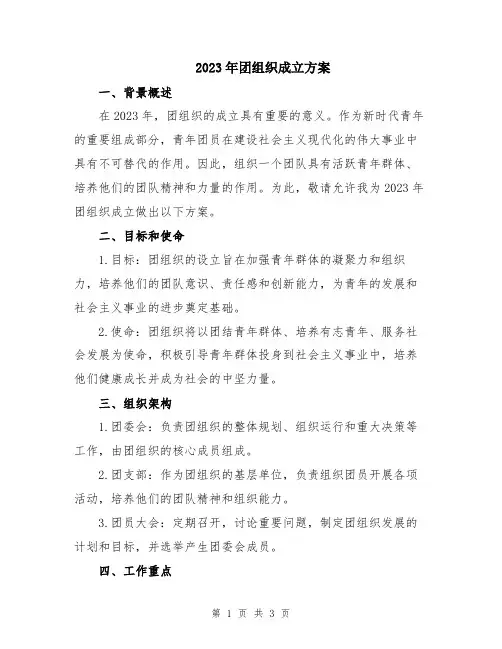2023年团组织成立方案