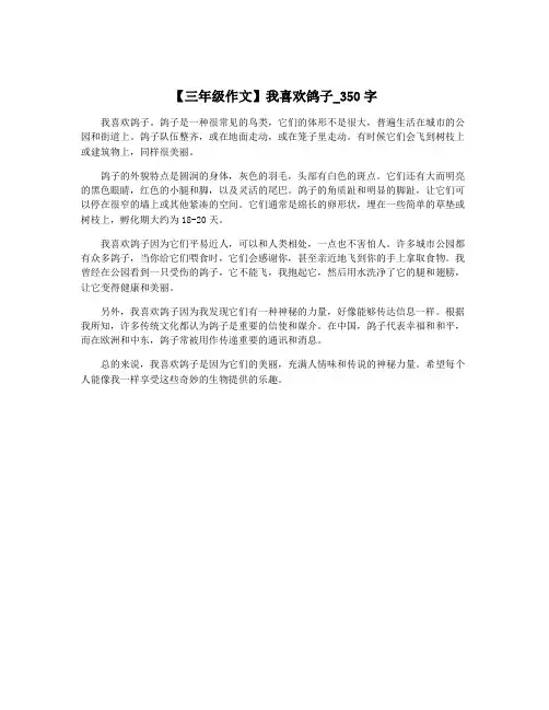 【三年级作文】我喜欢鸽子_350字
